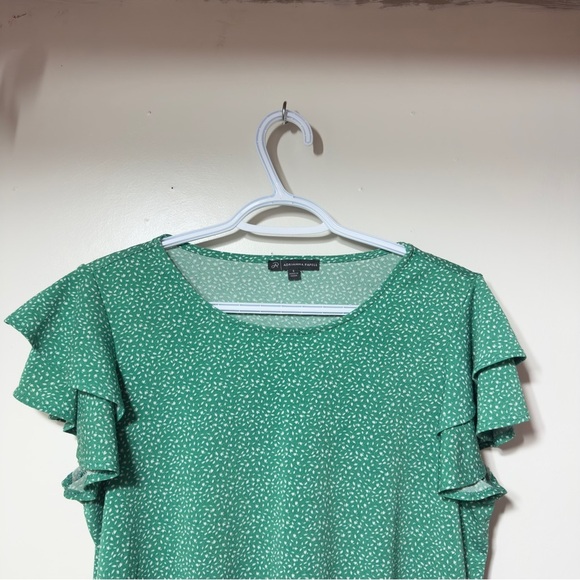 Adrianna Papell Butterfly Sleeve Leaf Print Top Green Women Size S - Picture 2 of 8
